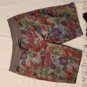 Van's Deck Siders Board Shorts Size 32 Hawaiian Tropical Swim Trunk Men's